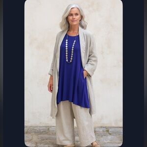 Eileen Fisher Purple Jersey Tunic Long Hi-Lo Top Women's Small